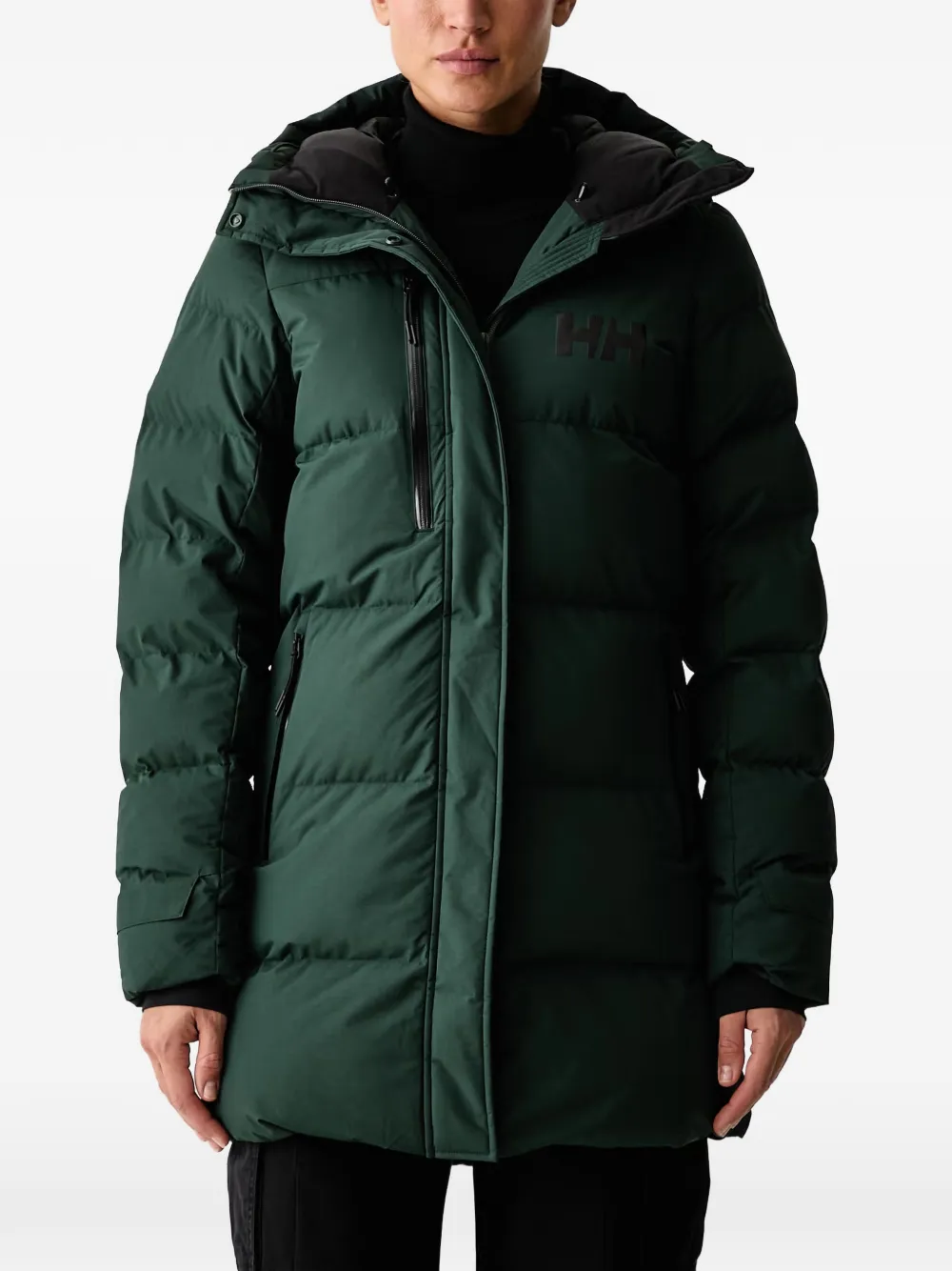 Helly Hansen Adore hooded logo-print coat Groen
