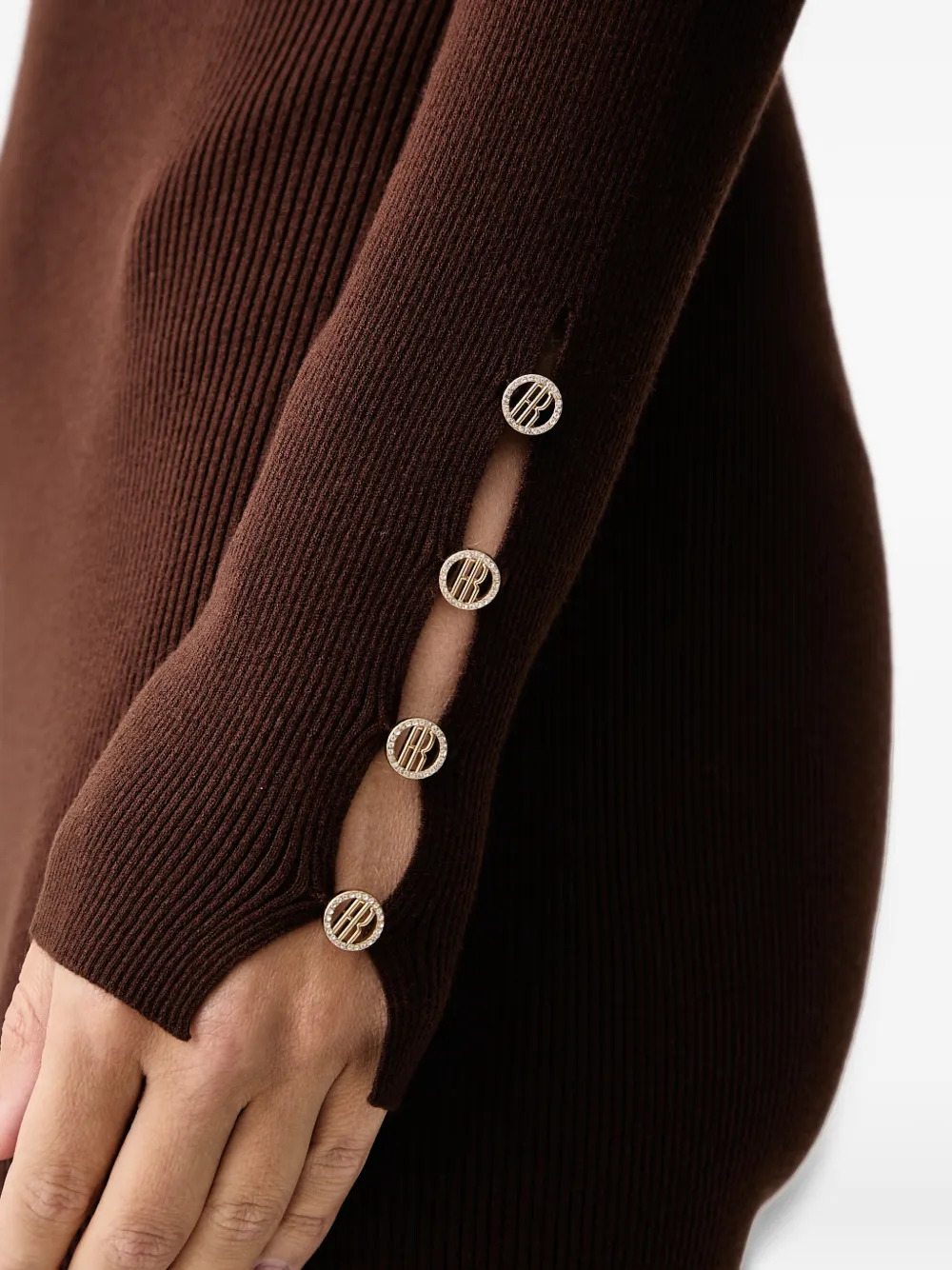 FRACOMINA cut-out button-detail midi dress Bruin