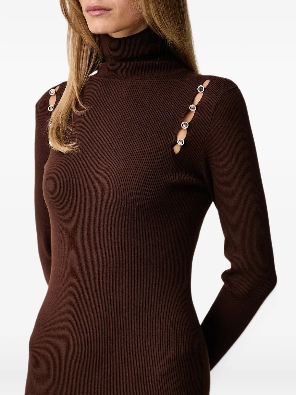 FRACOMINA cut-out button-detail midi dress Bruin