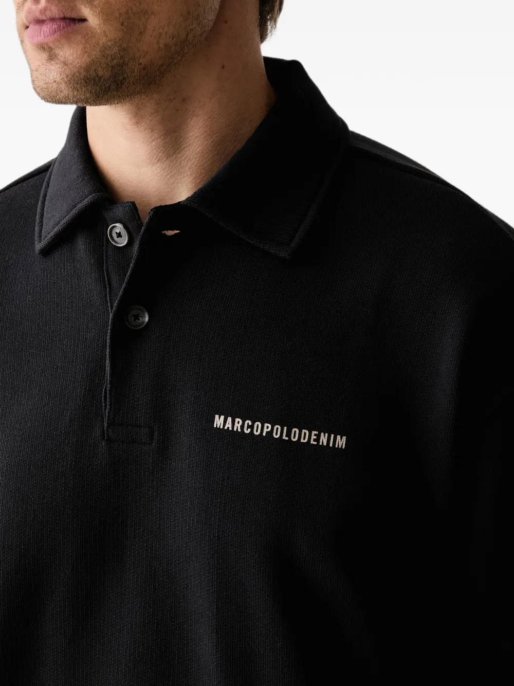 Marc O'Polo logo-print polo-collar sweater Zwart