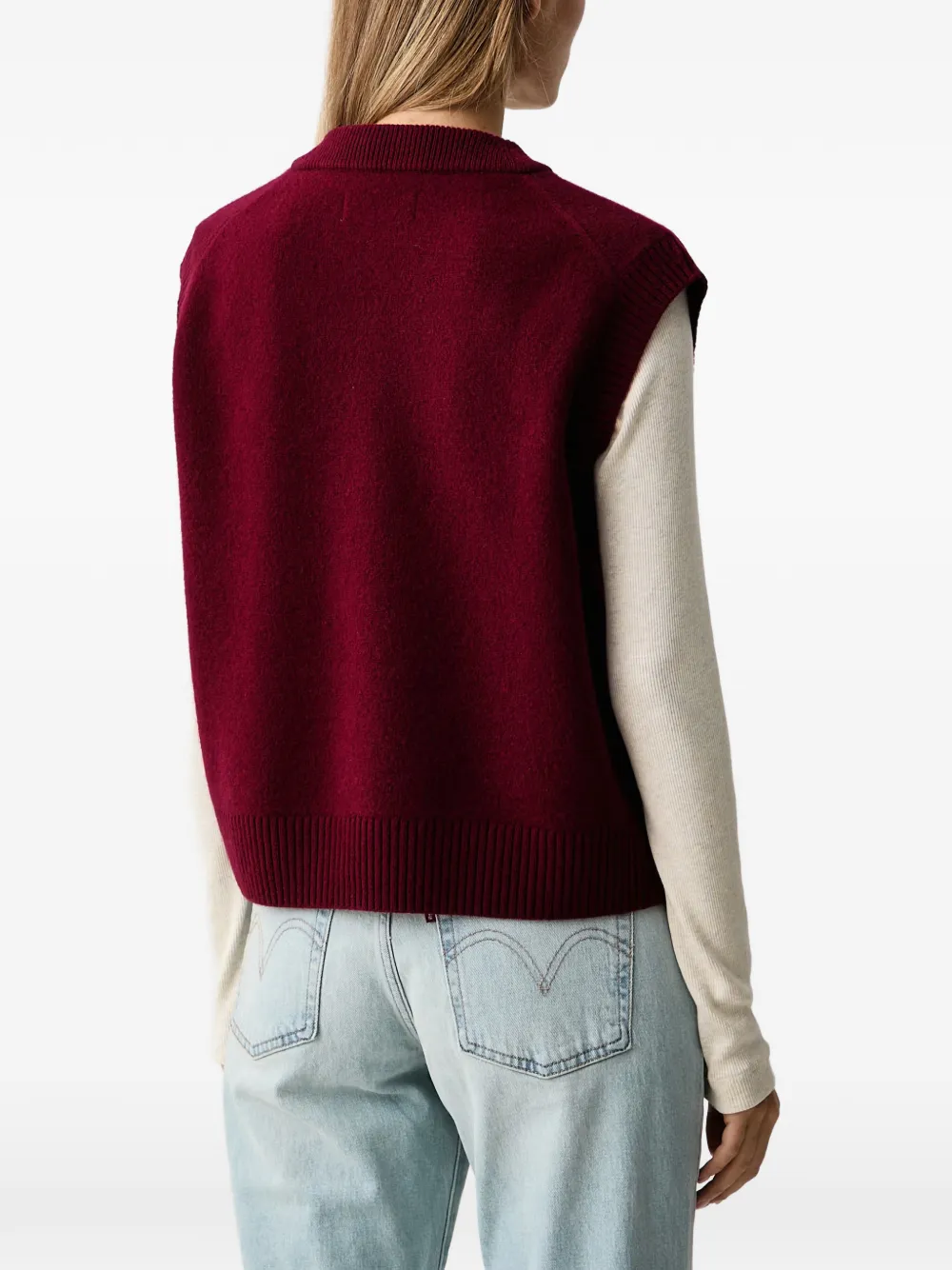 Marc O'Polo V-neck knitted vest Rood