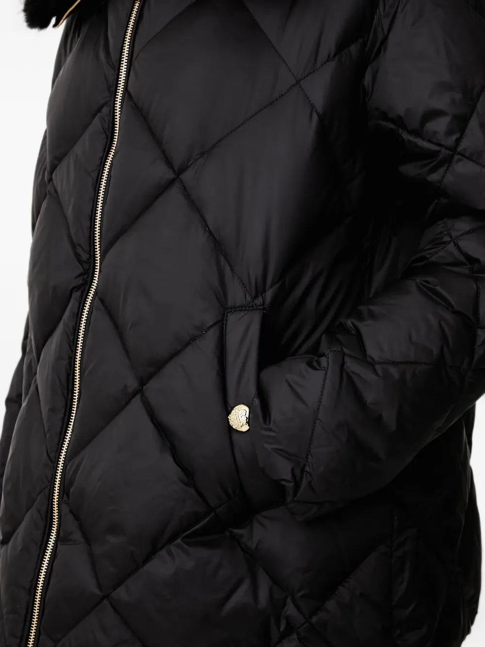 FRACOMINA diamond-quilted faux-fur-collar jacket Zwart