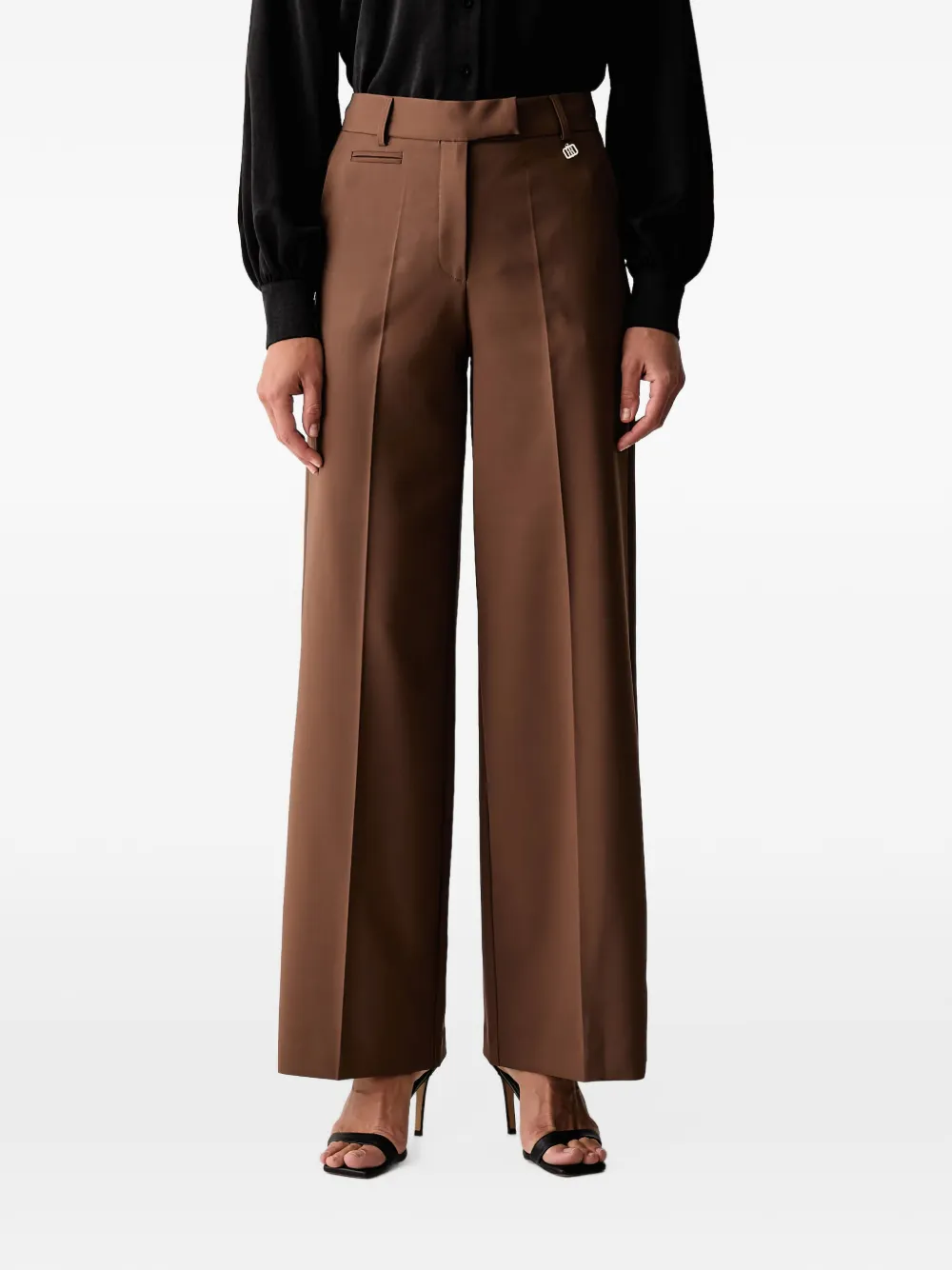 FRACOMINA pressed-crease wide-leg trousers - Marron