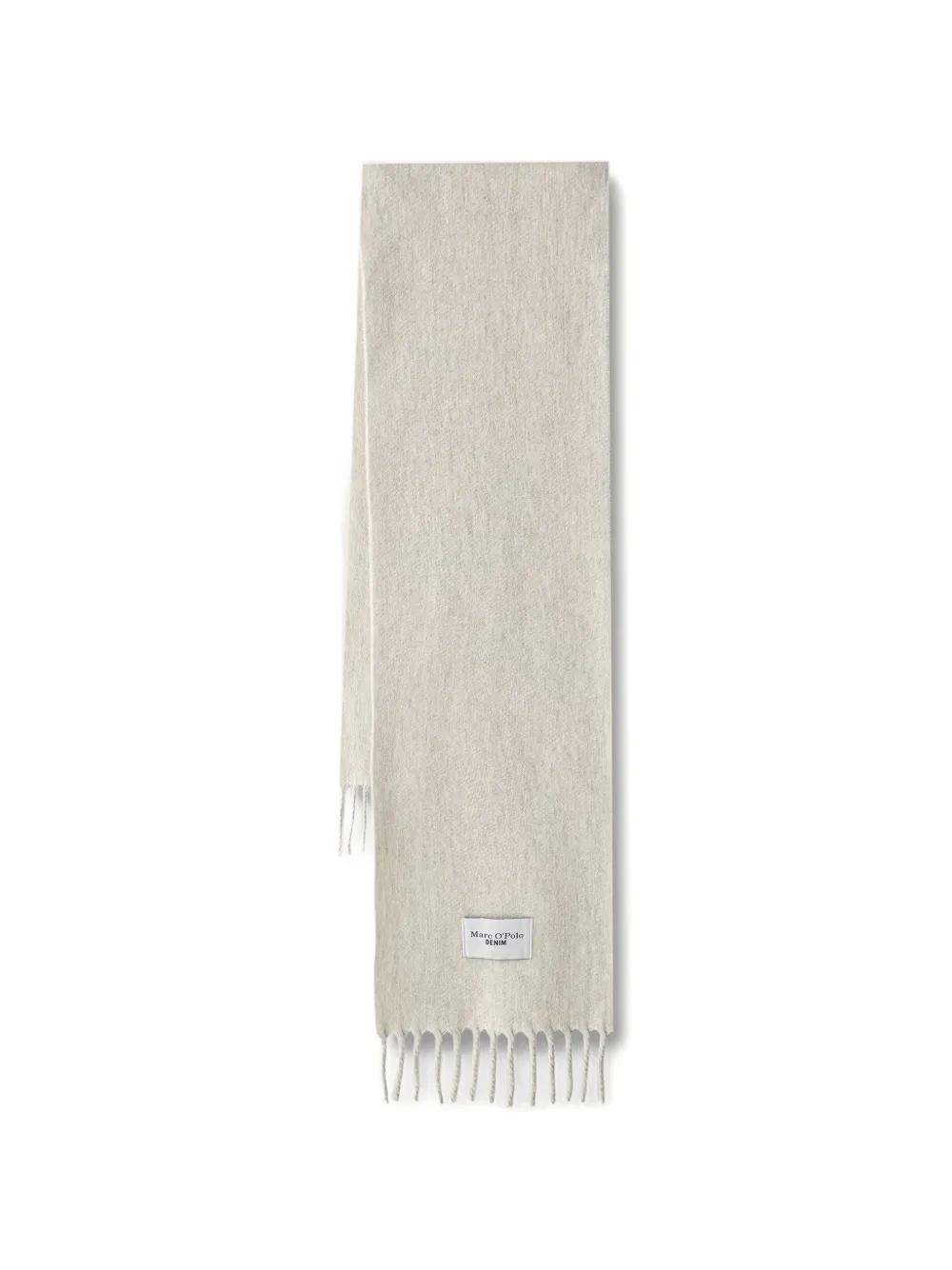 Marc O'Polo fringed logo-patch wool scarf - Toni neutri