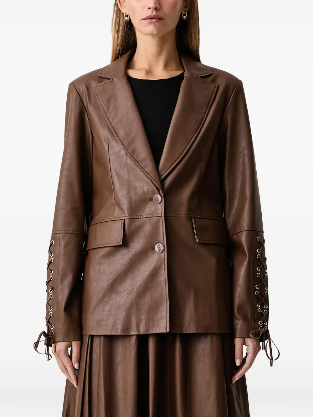 FRACOMINA lace-up-sleeve blazer - Brown