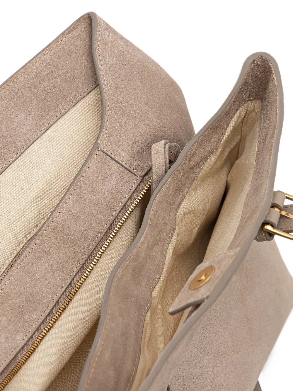Marc O'Polo Phillis suede buckled-strap tote bag Beige