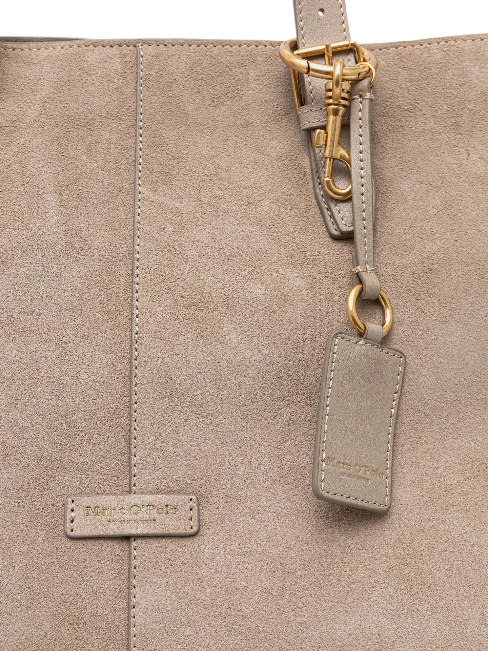 Marc O'Polo Phillis suede buckled-strap tote bag Beige