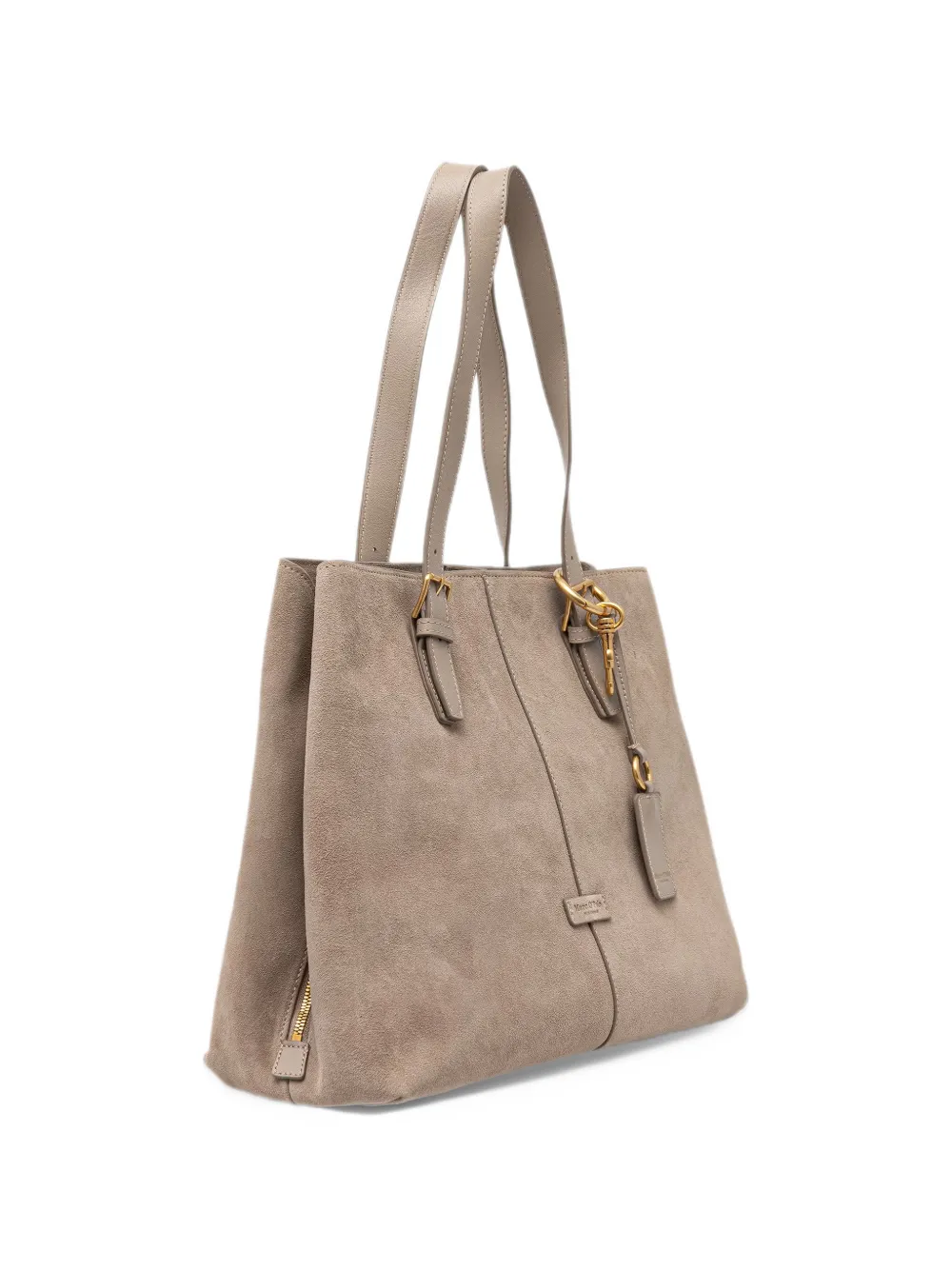 Marc O'Polo Phillis suede buckled-strap tote bag Beige