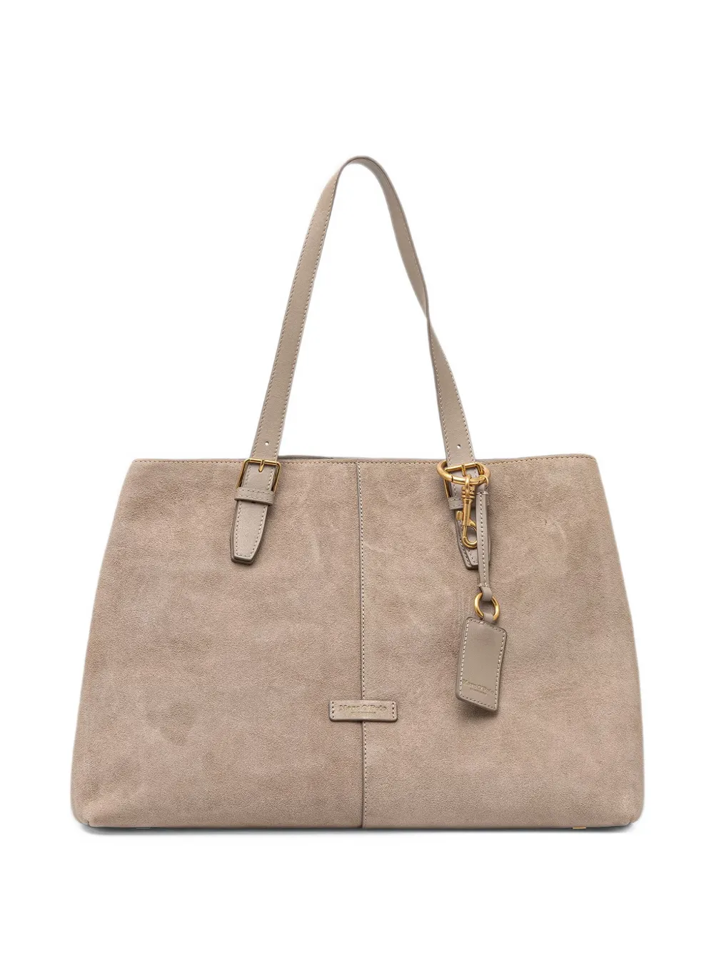 Marc O'Polo Phillis suede buckled-strap tote bag Beige