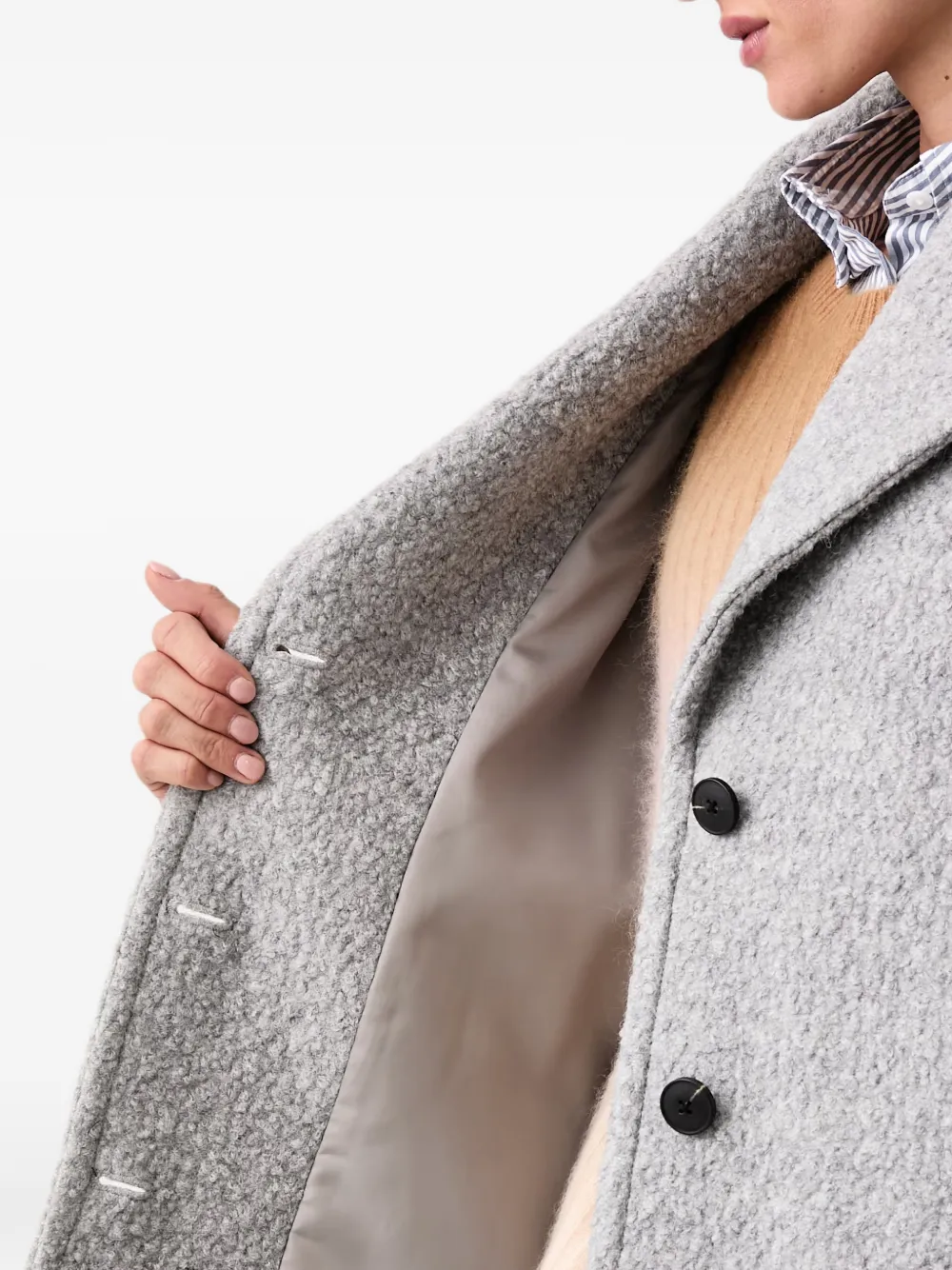 Marc O'Polo bouclé-texture single-breasted coat Grijs