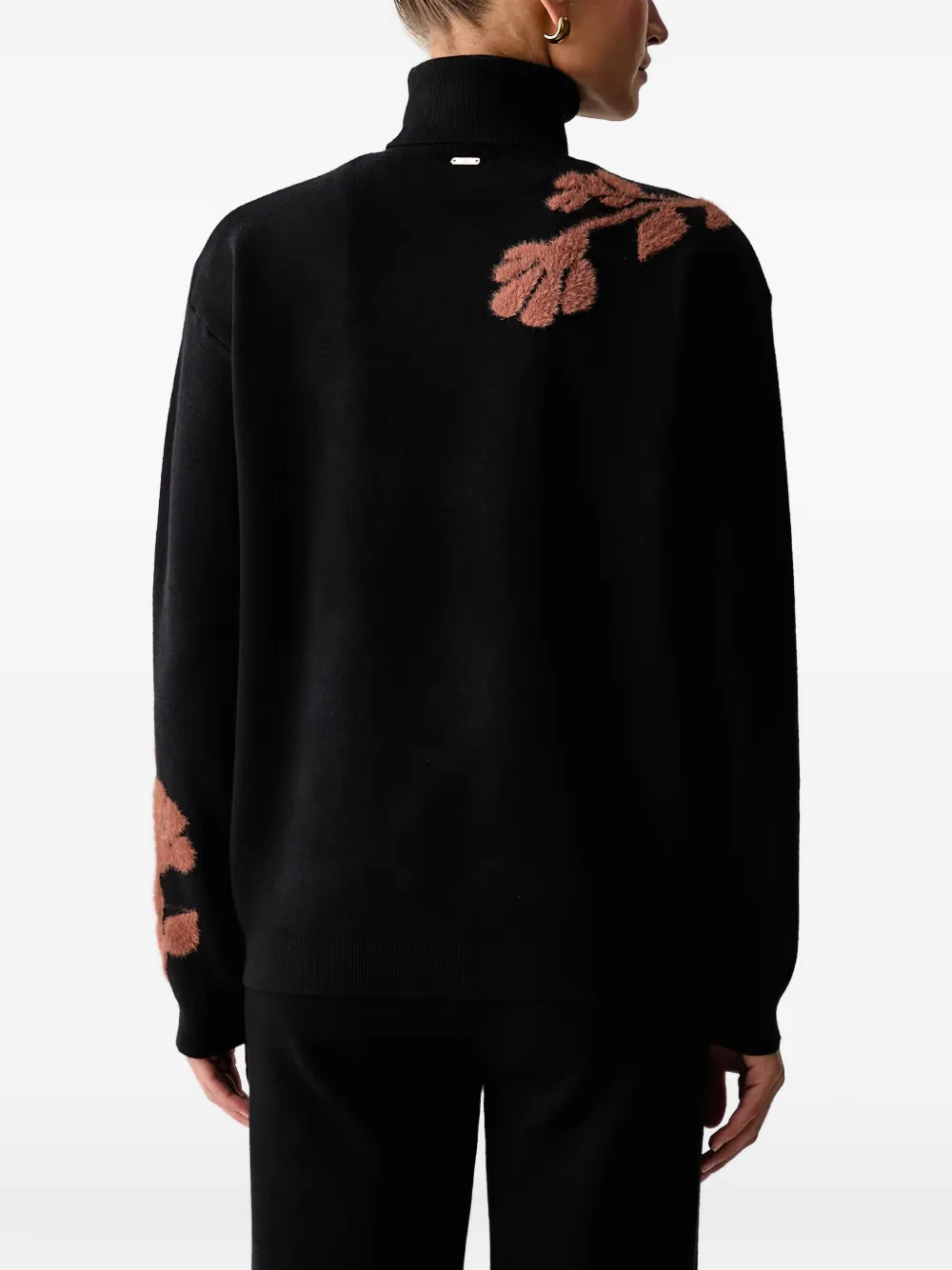 FRACOMINA floral-intarsia roll-neck sweater Zwart