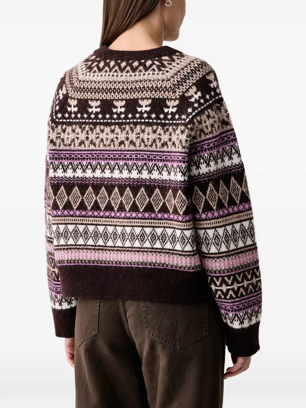 Marc O'Polo fair isle-knit raglan-sleeve sweater Bruin