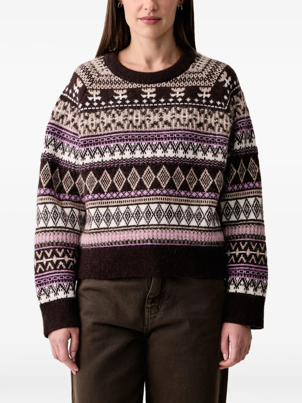 Marc O'Polo fair isle-knit raglan-sleeve sweater - Marrone