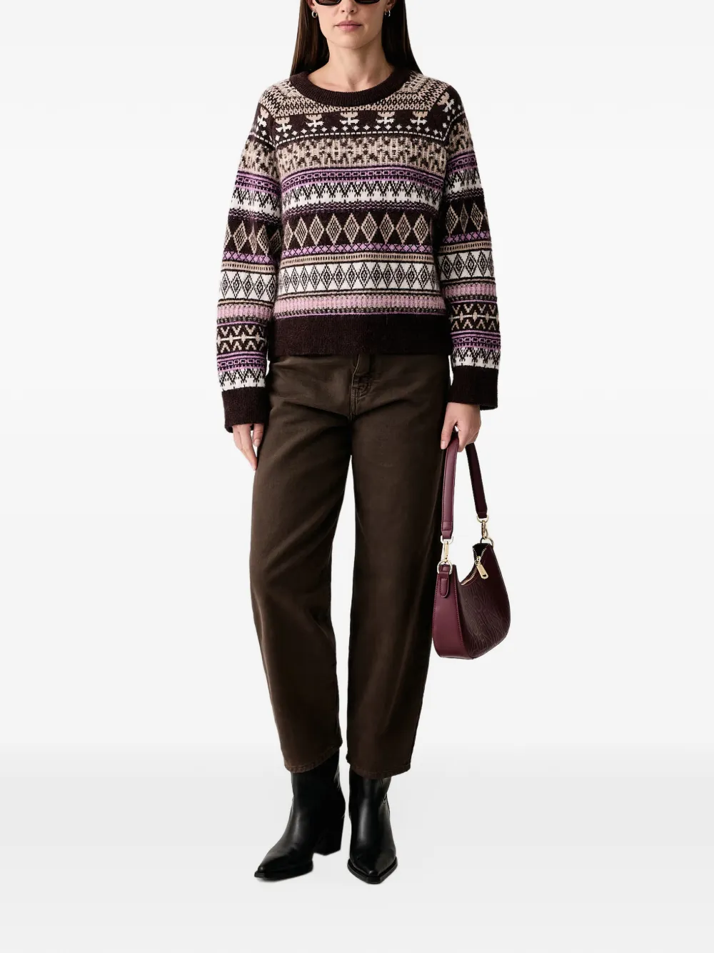 Marc O'Polo fair isle-knit raglan-sleeve sweater Bruin