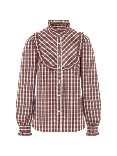 Rue du Bac check-print ruffled shirt
