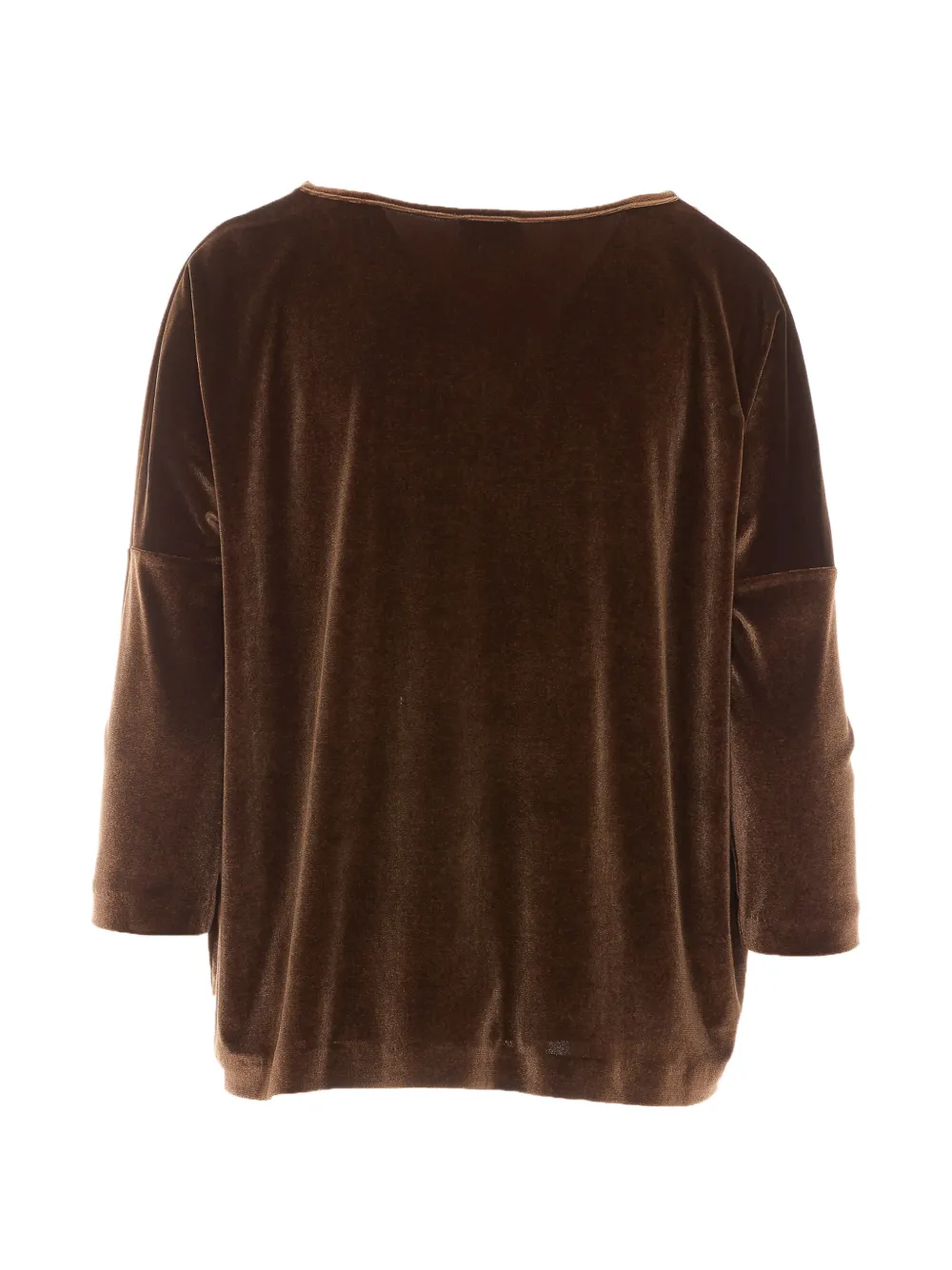 Rue du Bac velvet-effect three-quarter-sleeve blouse Bruin