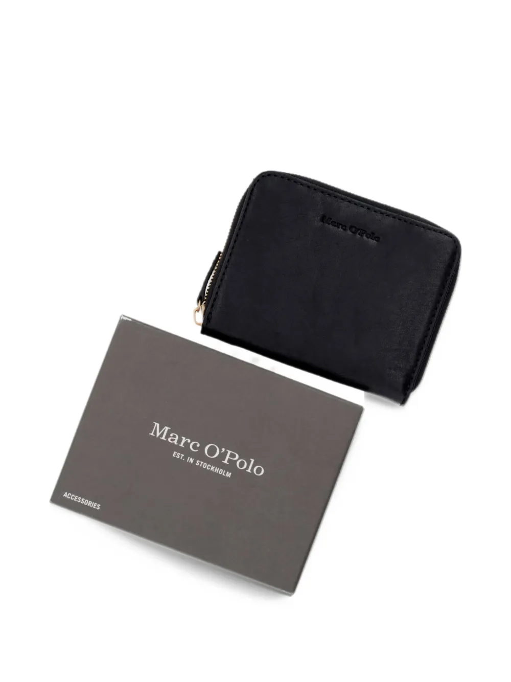 Marc O'Polo Ellis logo-debossed leather wallet Zwart