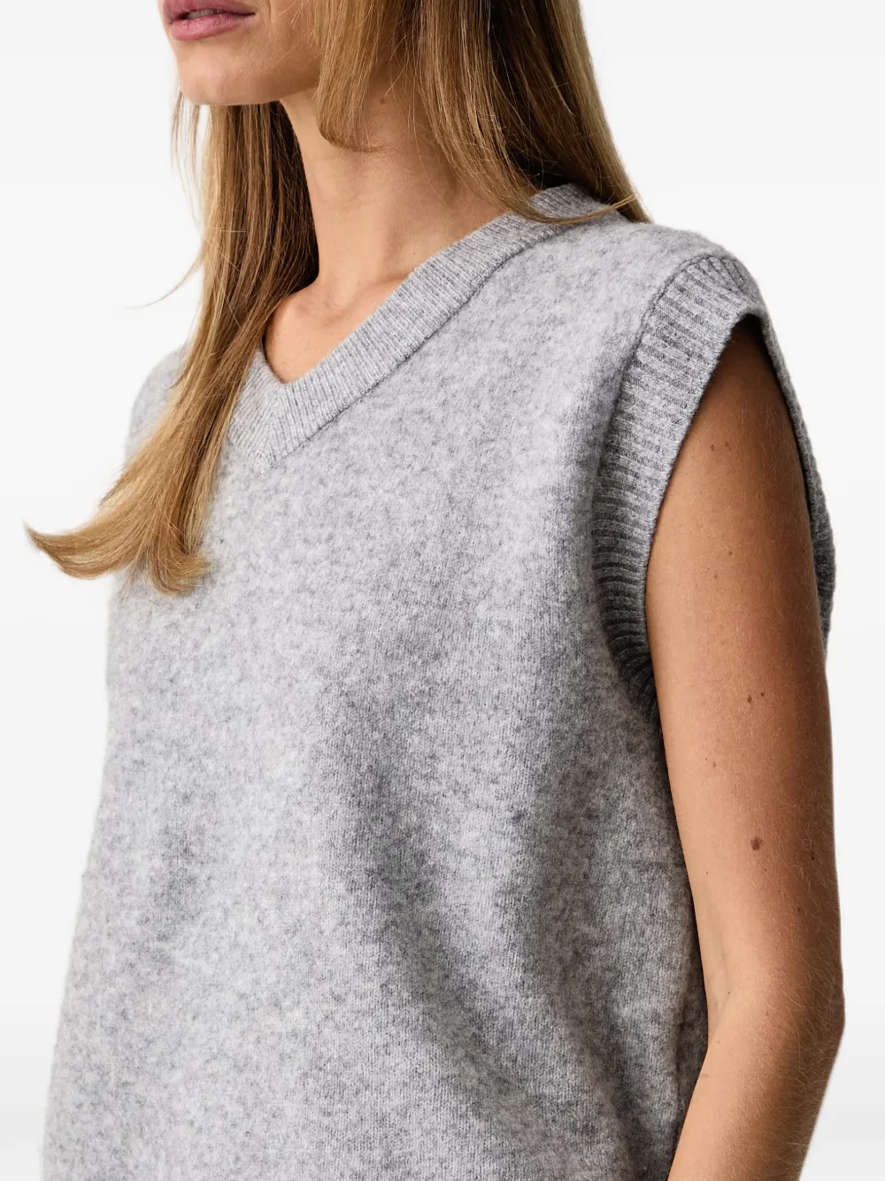 Marc O'Polo V-neck knitted vest Grijs