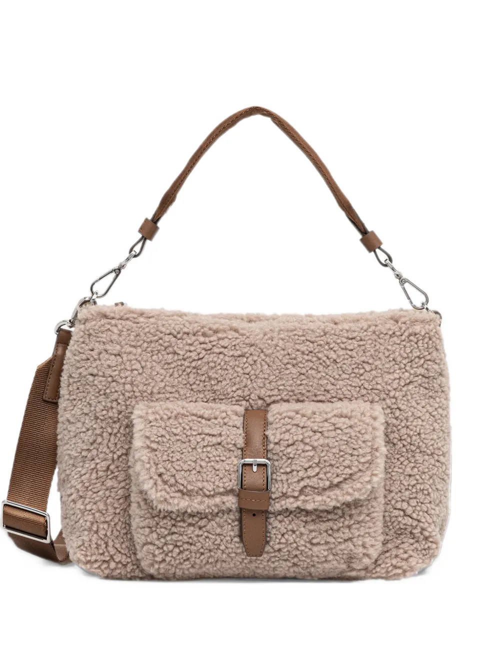 Marc O'Polo small Caren teddy shoulder bag Beige