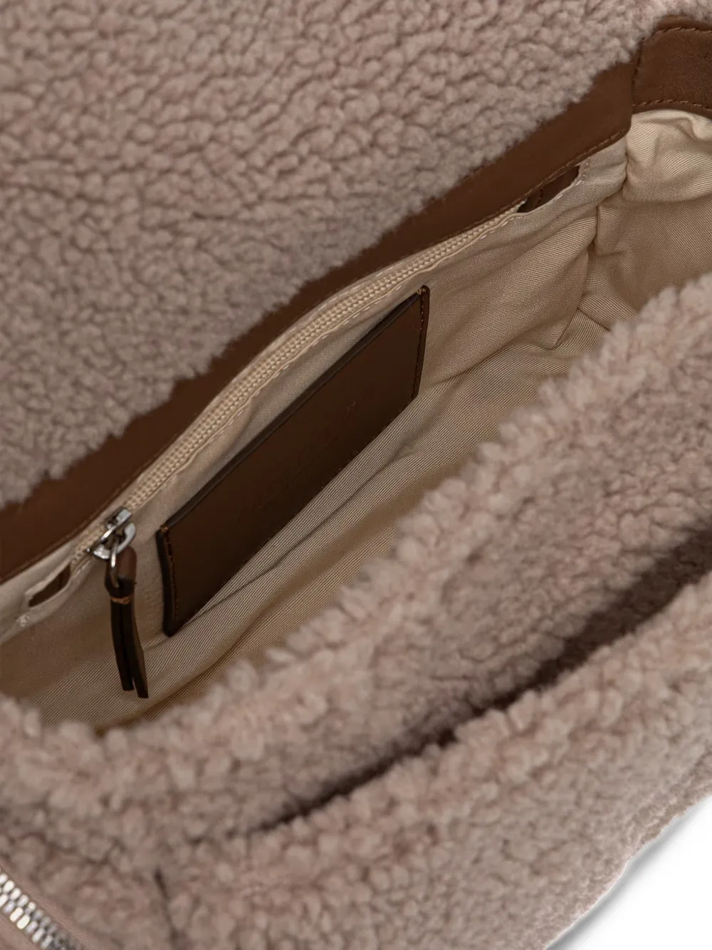 Marc O'Polo Carmen faux-shearling buckle-fastening shoulder bag Beige