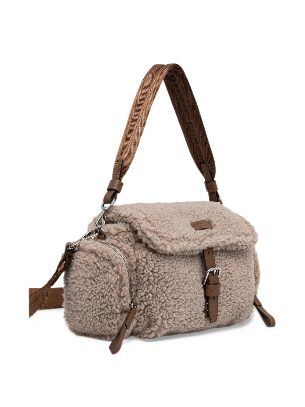 Marc O'Polo Carmen faux-shearling buckle-fastening shoulder bag Beige