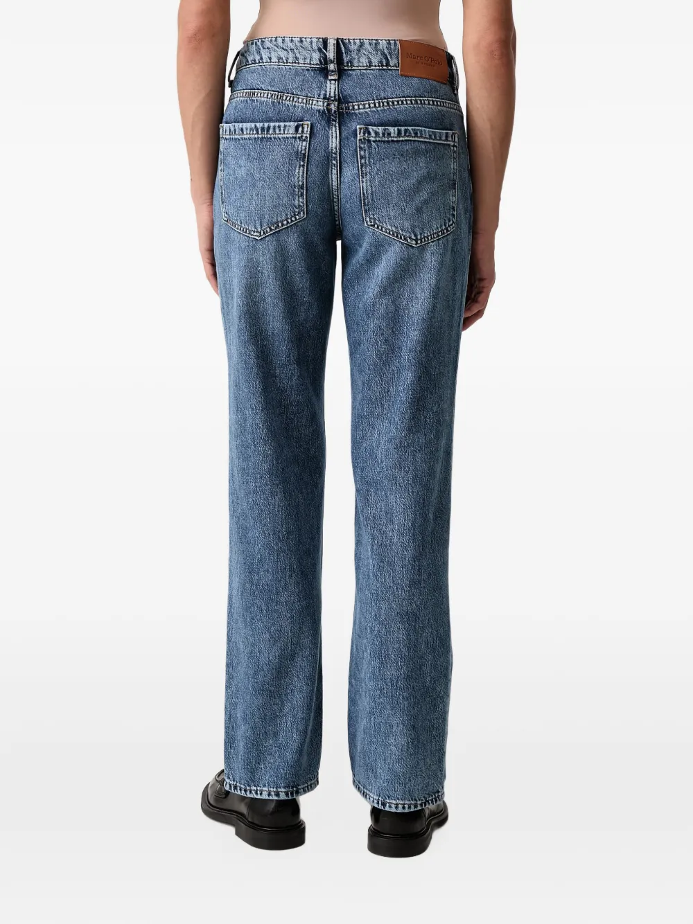 Marc O'Polo faded-effect straight-leg jeans Blauw