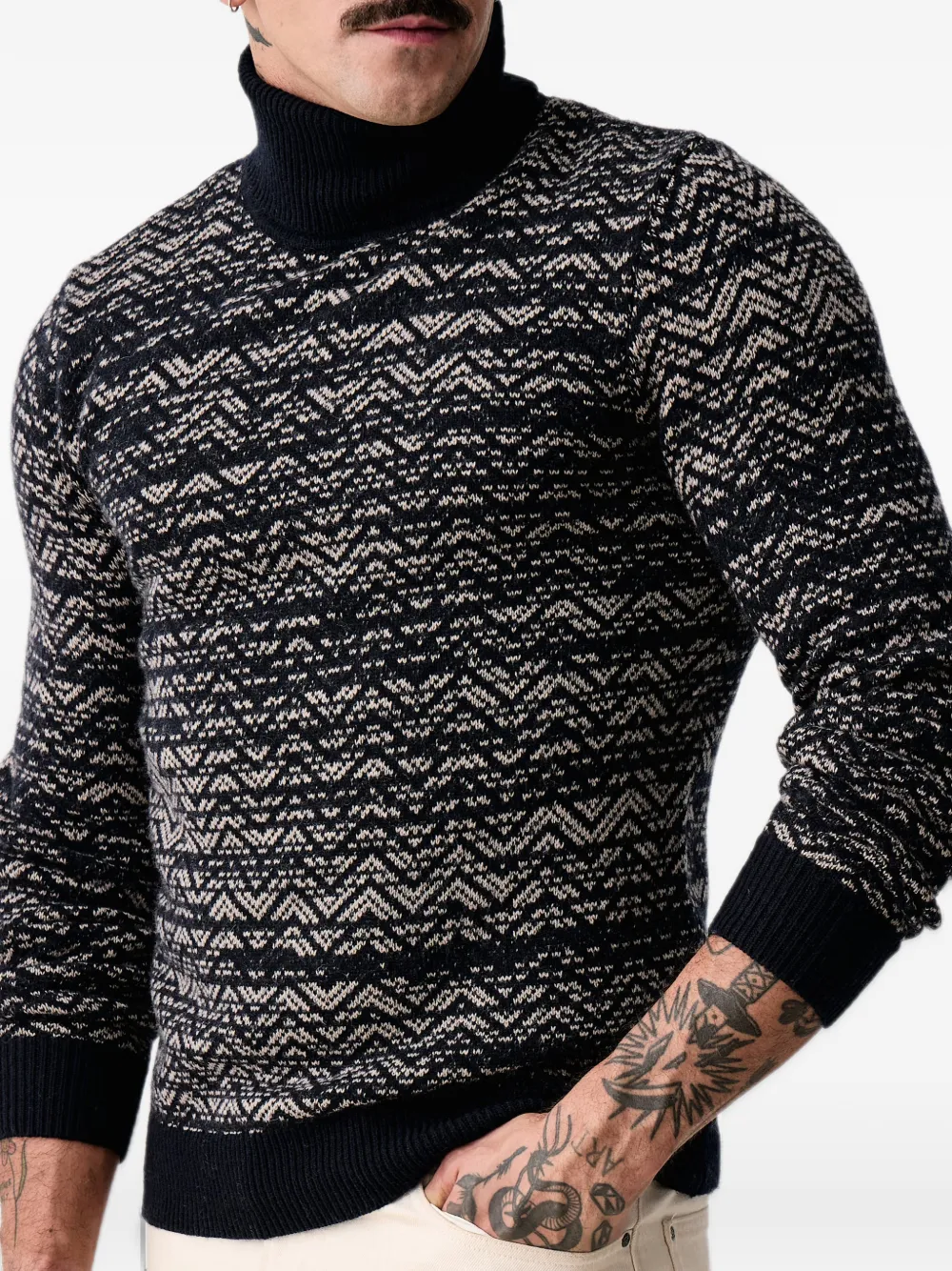 GUESS USA Noam geometric-pattern sweater Blauw