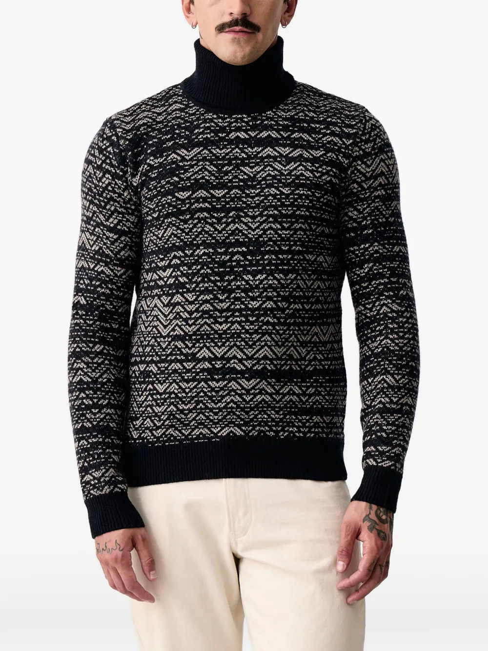 GUESS USA Noam geometric-pattern sweater Blauw