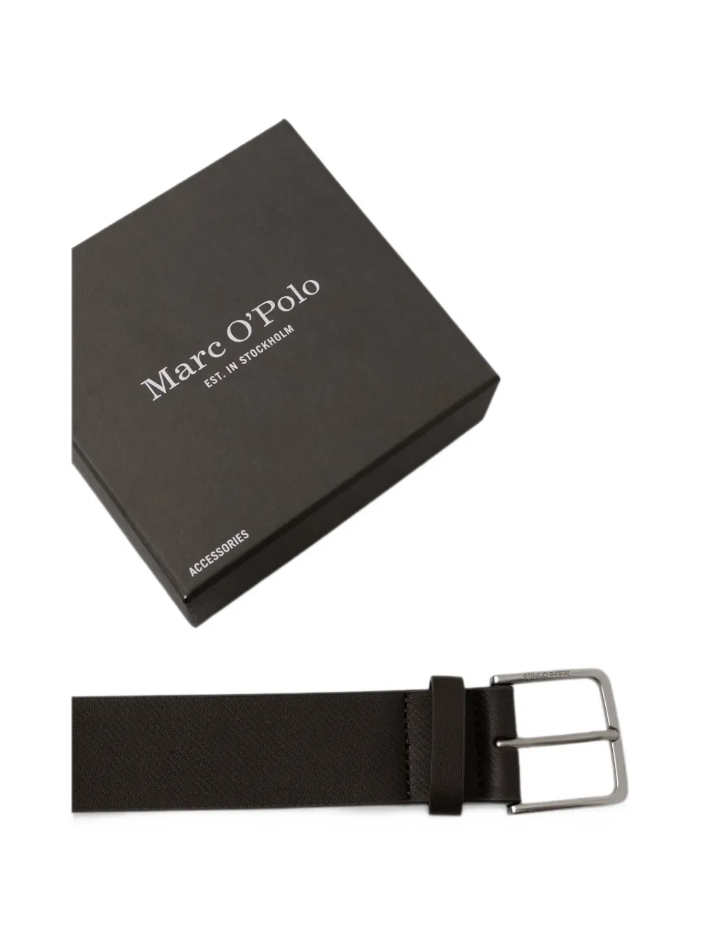 Marc O'Polo Luan textured leather belt Bruin