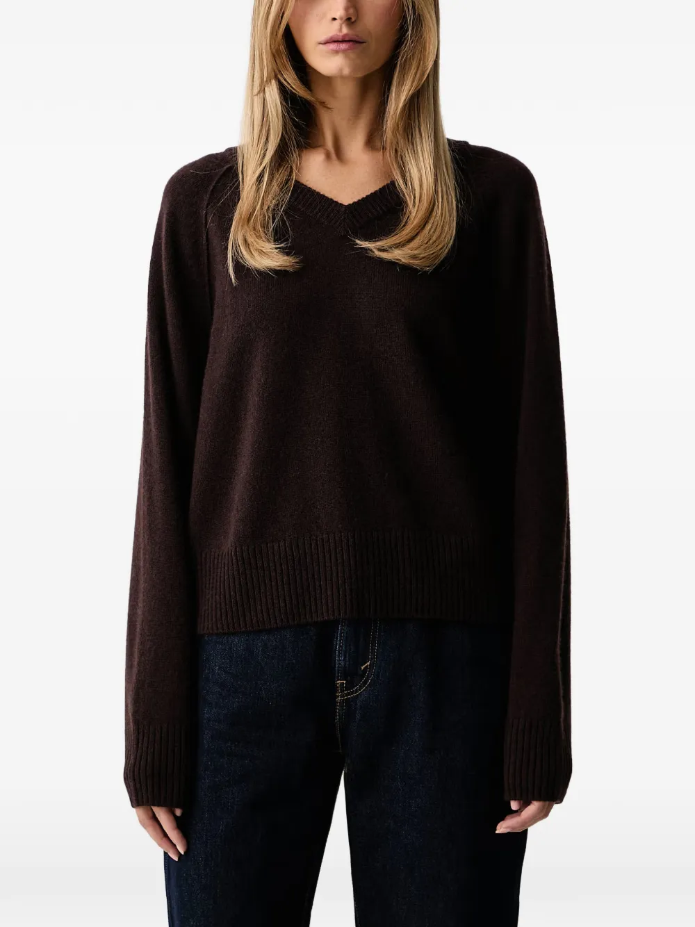 Marc O'Polo V-neck raglan-sleeve sweater Bruin
