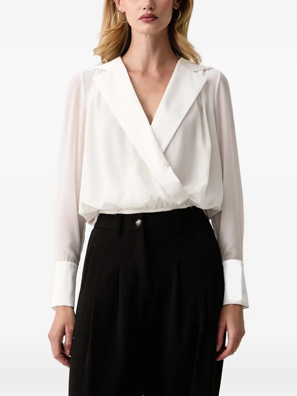 FRACOMINA wrap-style notch-lapel blouse - Bianco