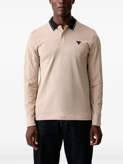 GUESS USA logo-patch long-sleeve polo shirt