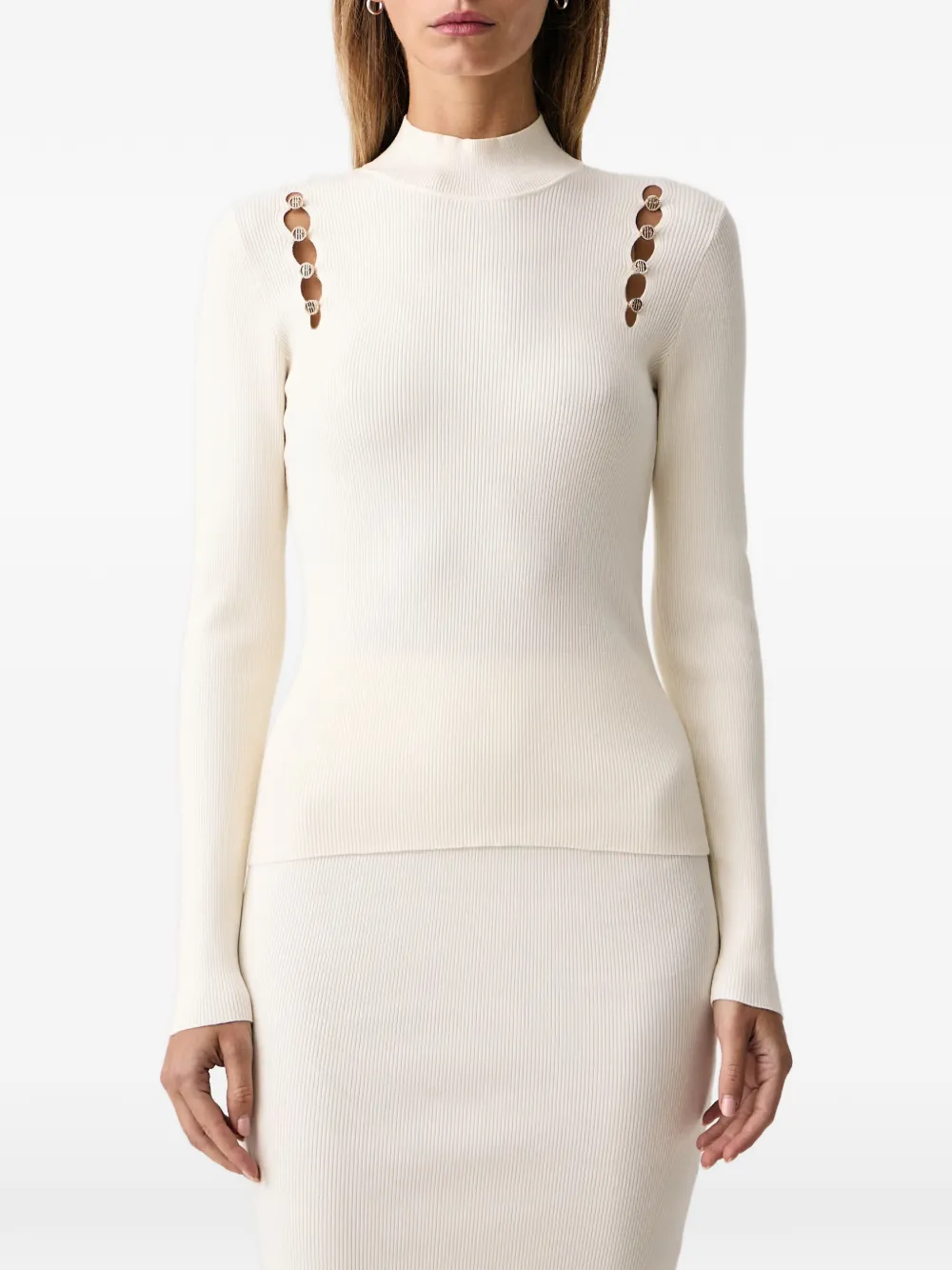 FRACOMINA cut-out ribbed-knit sweater Wit