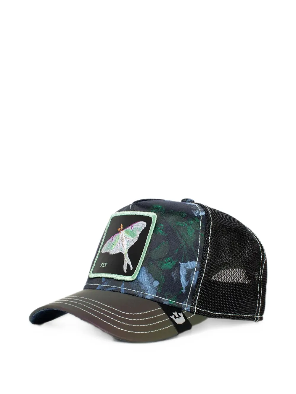 GOORIN BROS Moon Songs truckerpet met bloemenprint en motpatch Zwart
