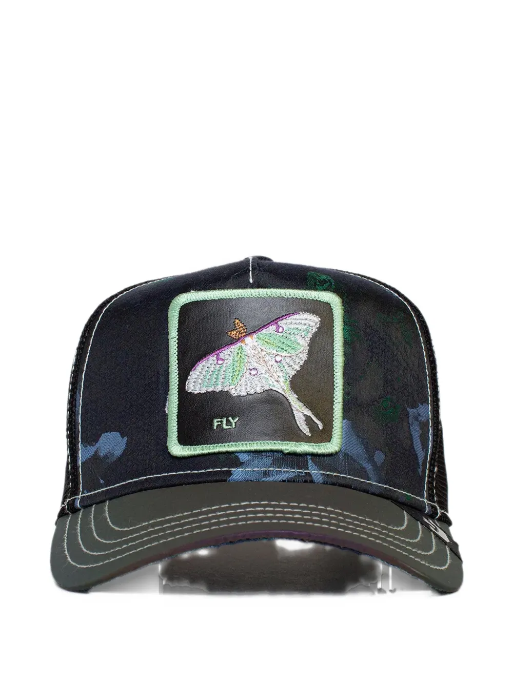 GOORIN BROS Moon Songs truckerpet met bloe print en motpatch Zwart