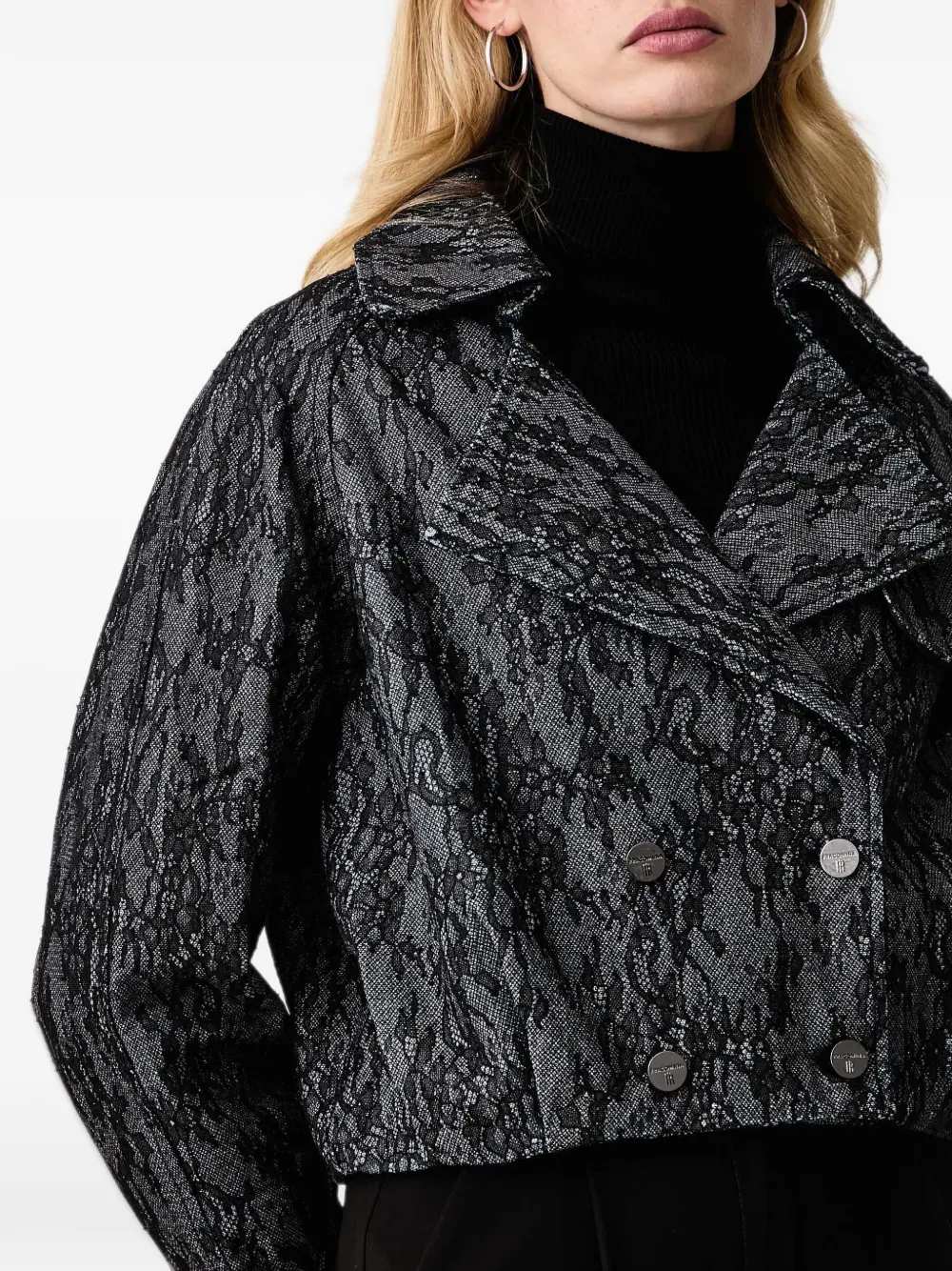 FRACOMINA lace-pattern cropped jacket Zwart