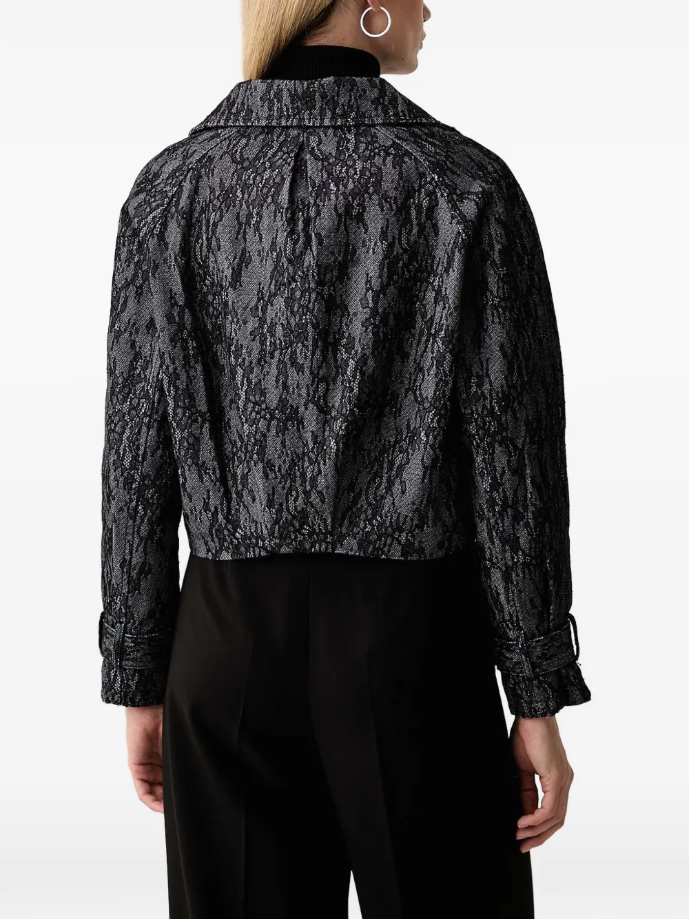 FRACOMINA lace-pattern cropped jacket Zwart