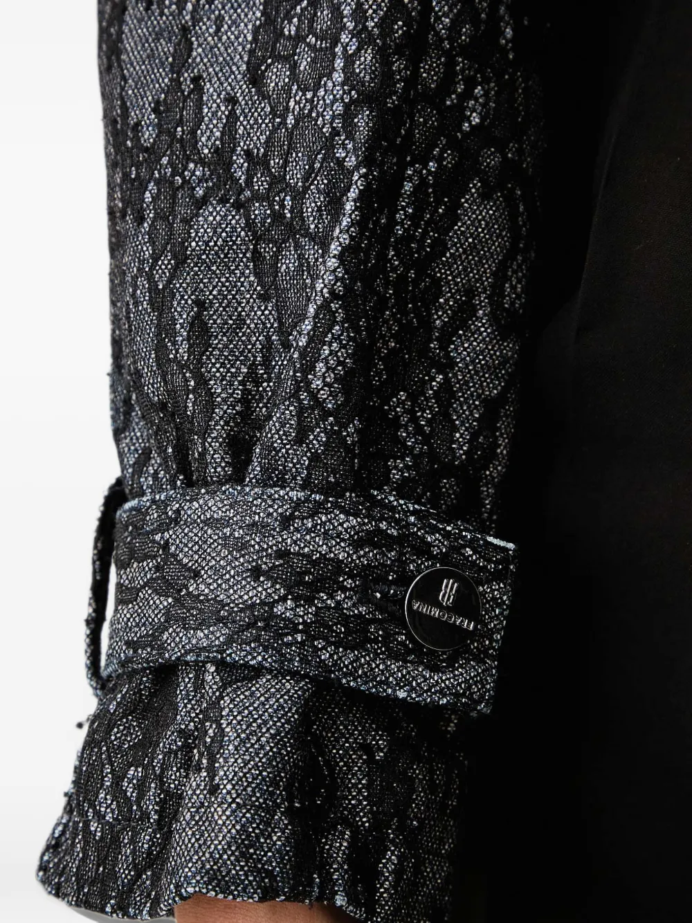 FRACOMINA lace-pattern cropped jacket Zwart