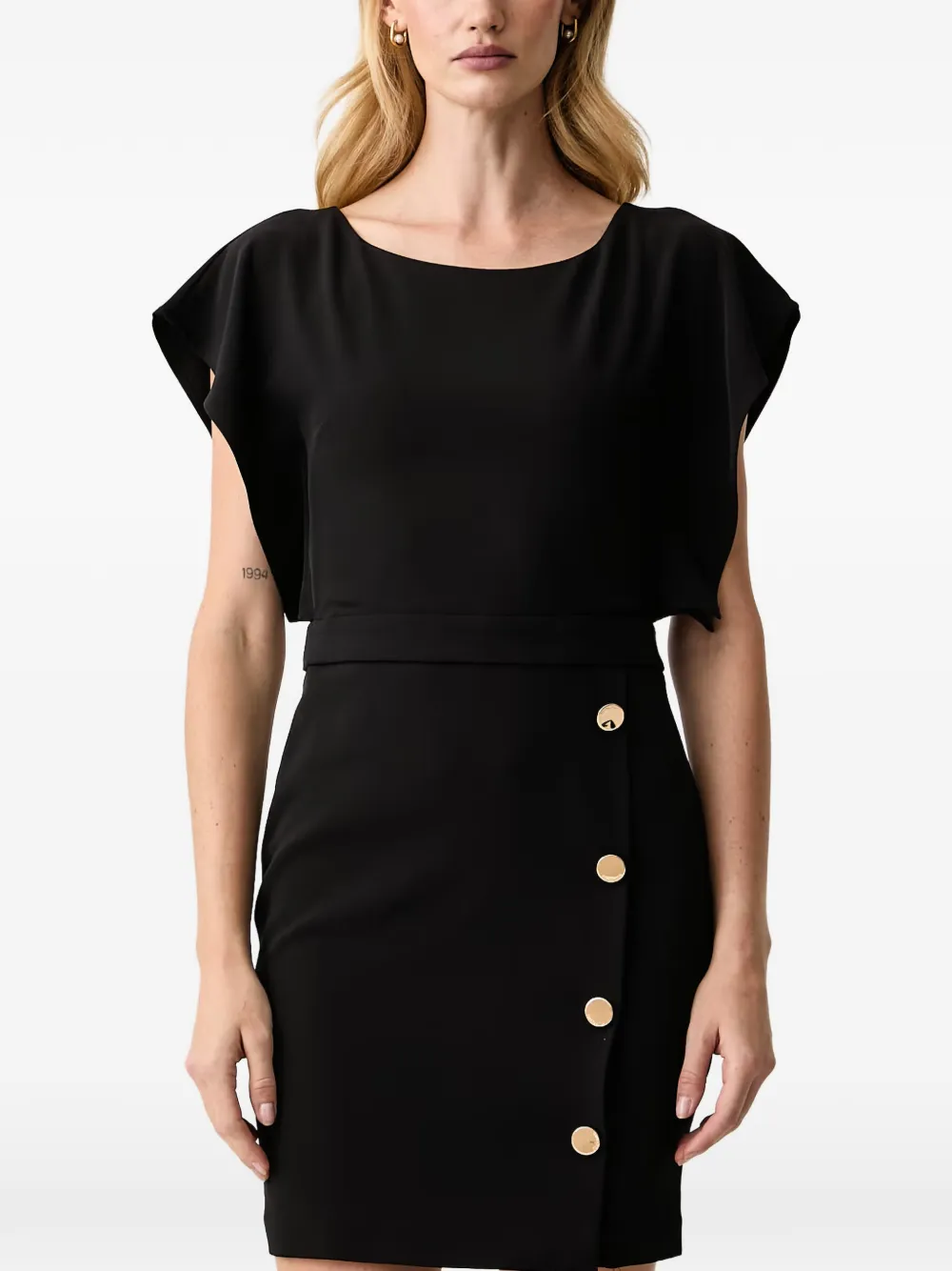 FRACOMINA button-embellished cap-sleeve mini dress Zwart