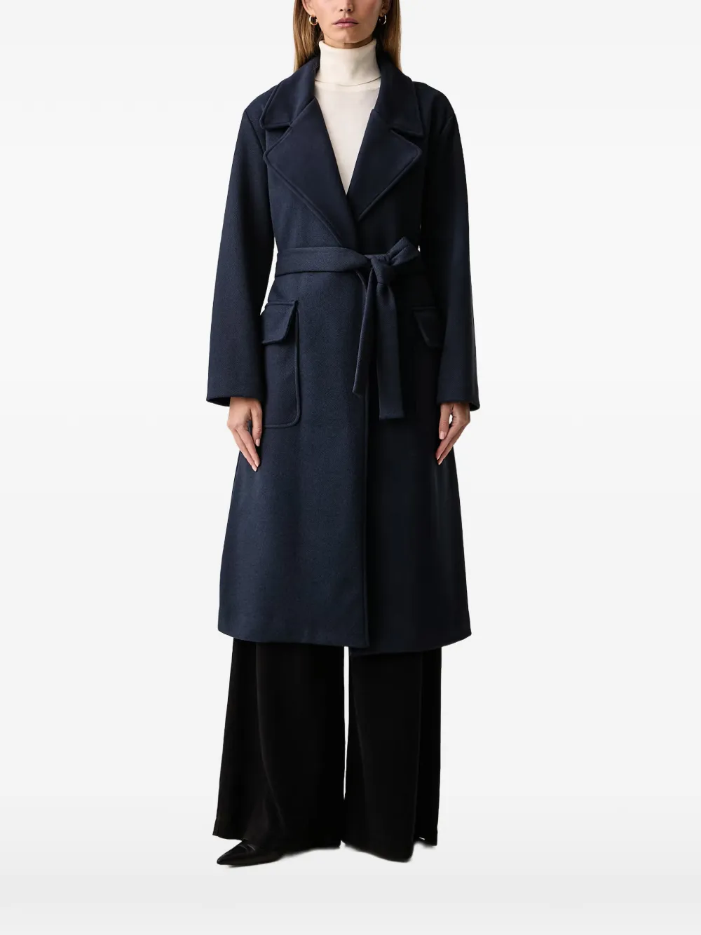 FRACOMINA herringbone-pattern belted coat Blauw