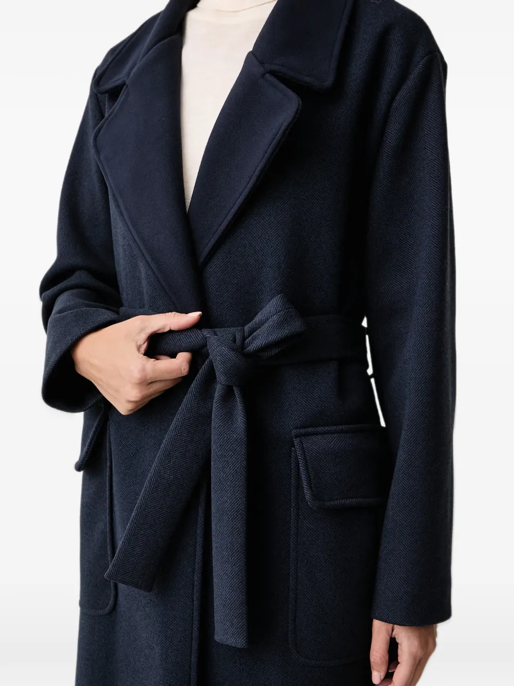 FRACOMINA herringbone-pattern belted coat Blauw