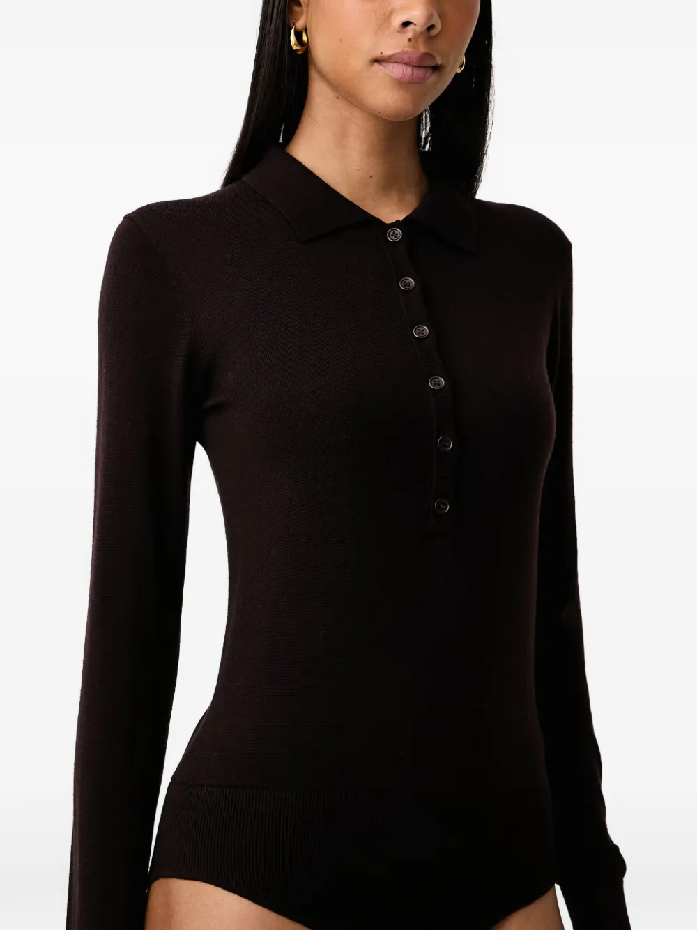FRACOMINA button-up long-sleeve bodysuit Bruin