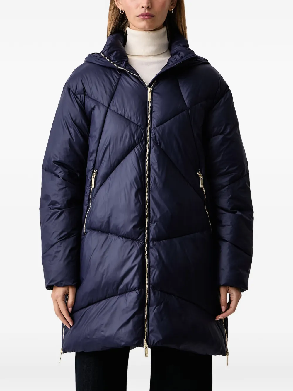 FRACOMINA quilted hooded jacket Blauw
