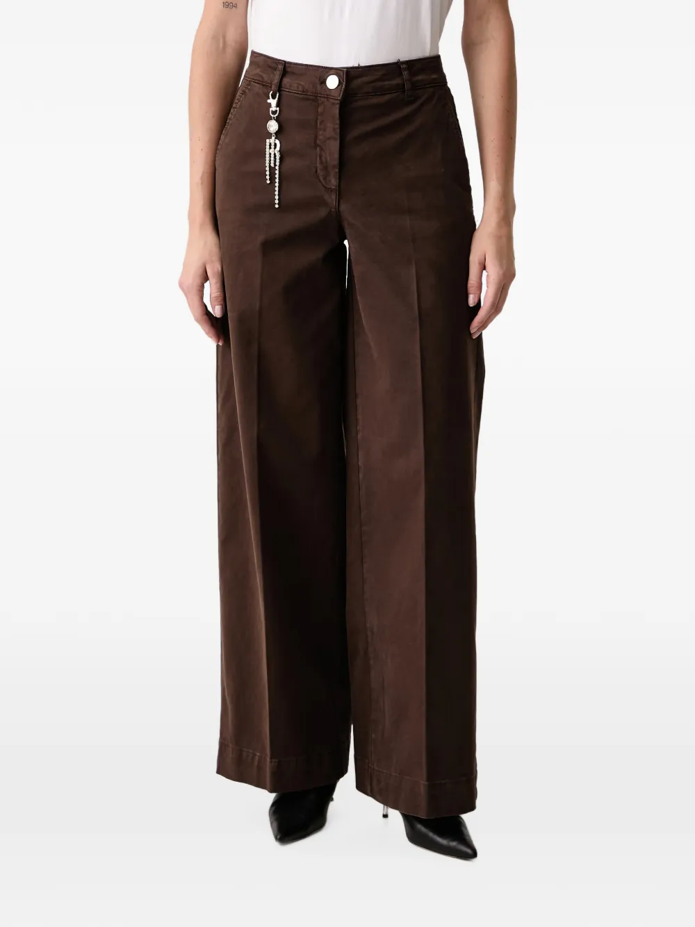 FRACOMINA logo-charm wide-leg trousers Bruin