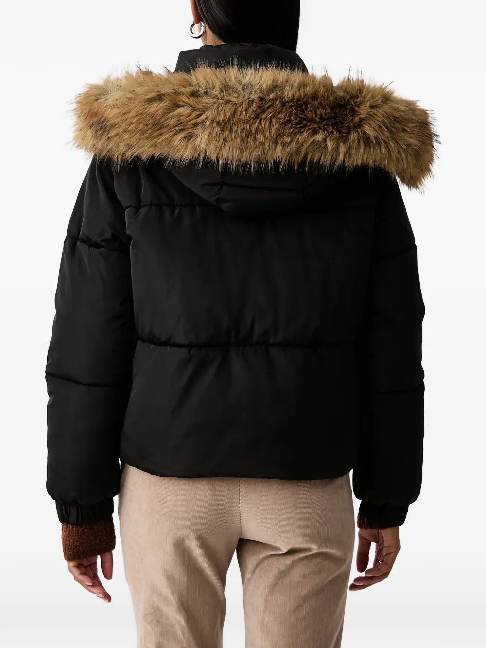 FRACOMINA faux-fur trim padded jacket Zwart