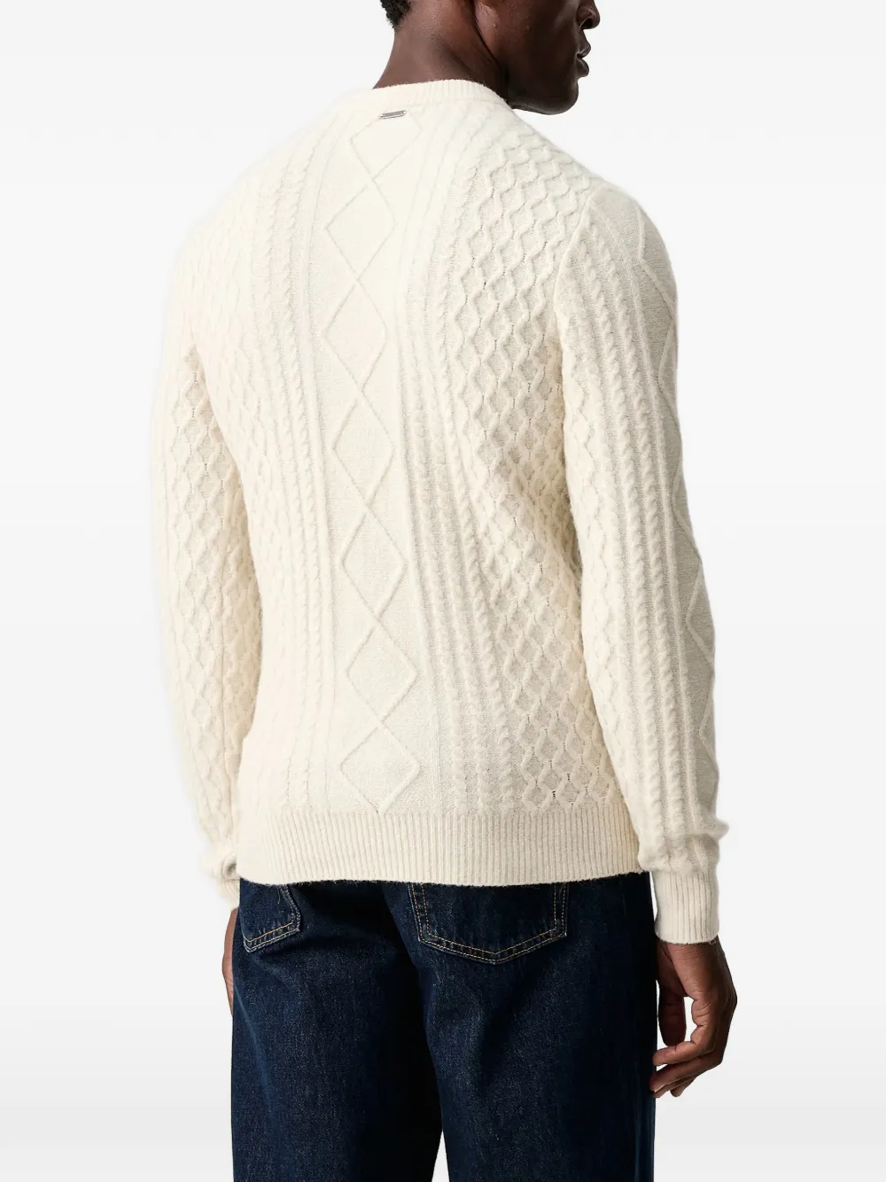 GUESS USA cable-knit diamond-pattern sweater Wit
