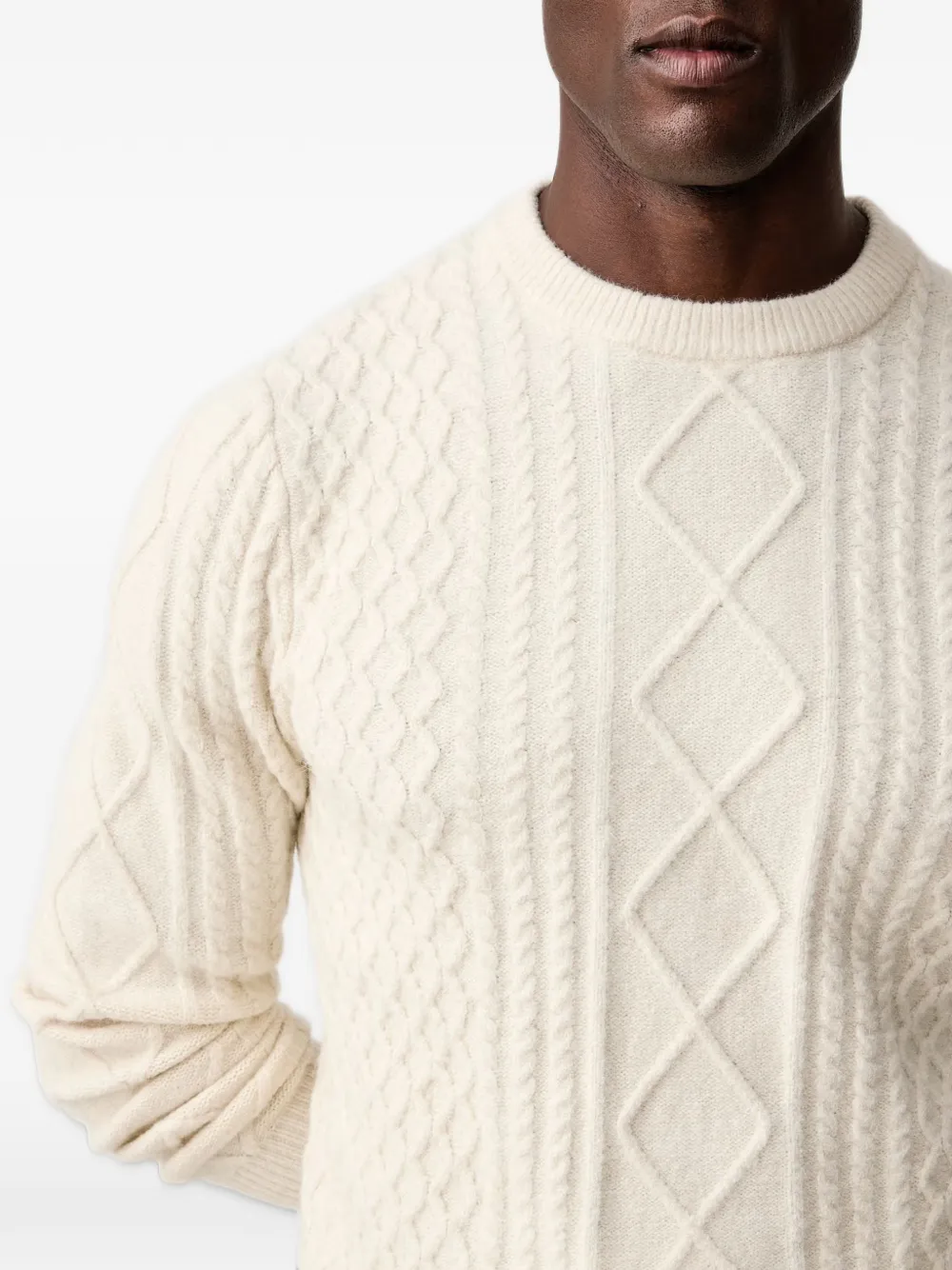 GUESS USA cable-knit diamond-pattern sweater Wit