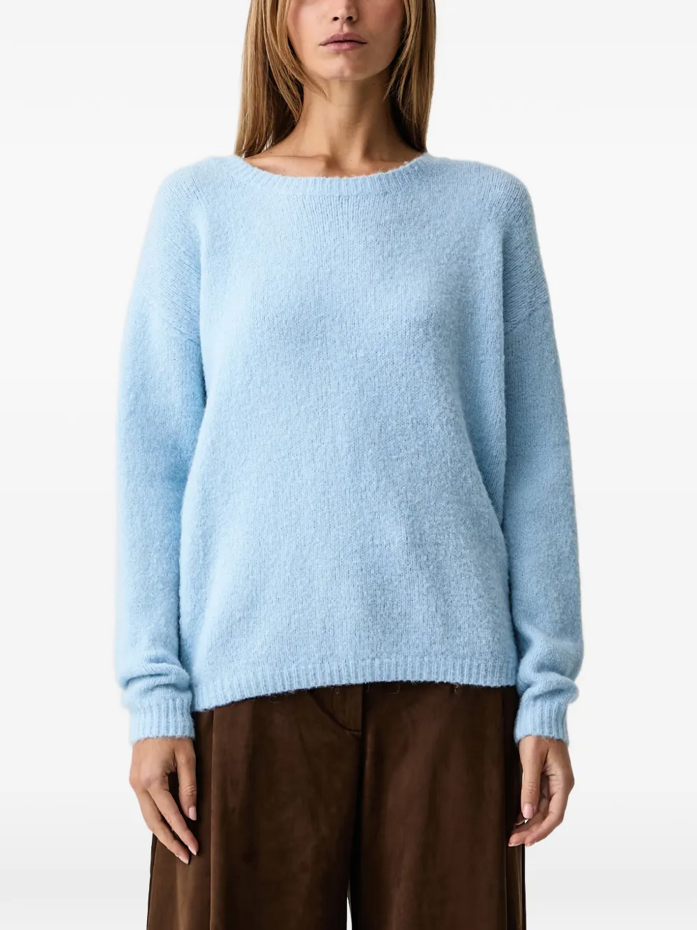 FRACOMINA brushed ribbed-trim sweater Blauw
