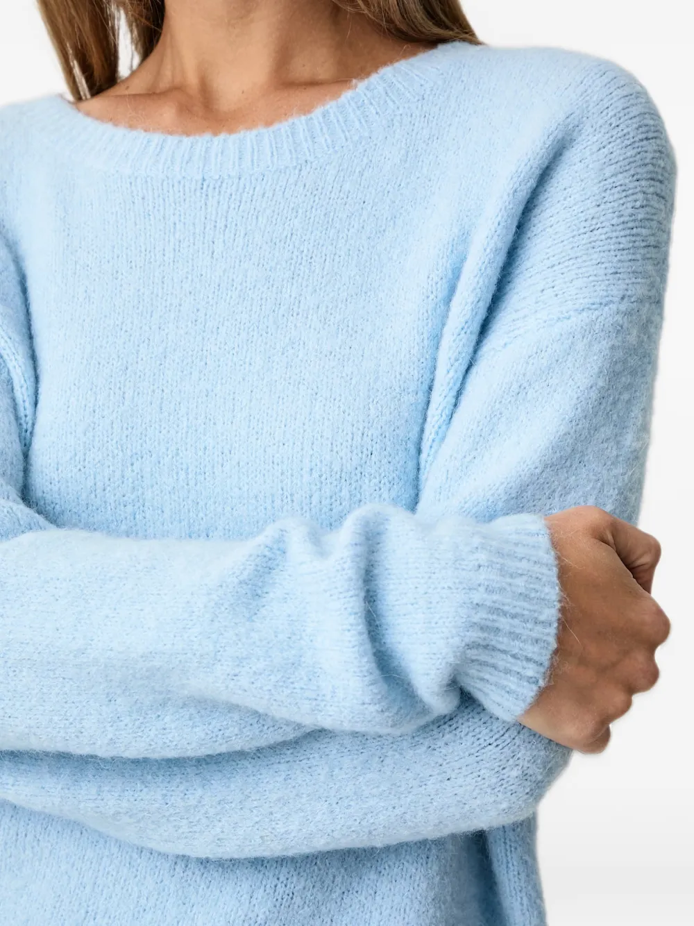 FRACOMINA brushed ribbed-trim sweater Blauw