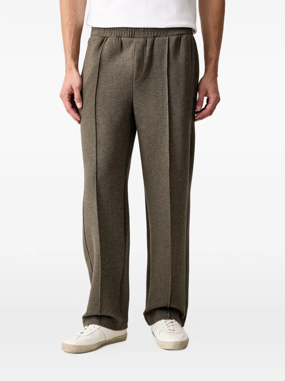 GUESS USA logo-embroidered pintuck-detail track pants - Verde